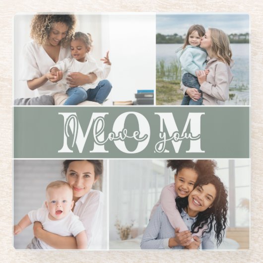 可愛い愛する母の日の写真 ガラスコースター (正面)