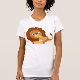 可愛い愛する漫画のライオンパパと可愛い女性Tシャツ Tシャツ