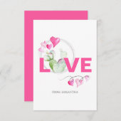 可愛い愛とサボテン子供の教室バレンタインデーカード (正面/裏面)