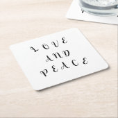 可愛い愛と平和 スクエアペーパーコースター (アングル)