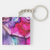 可愛い愛のおばあちゃん写真パープルMarbled キーホルダー (裏面)