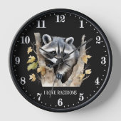 可愛い愛のアライグマ動物愛好家を追加文字 壁時計 (正面)