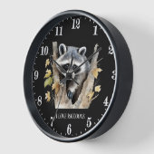 可愛い愛のアライグマ動物愛好家を追加文字 壁時計 (傾斜)