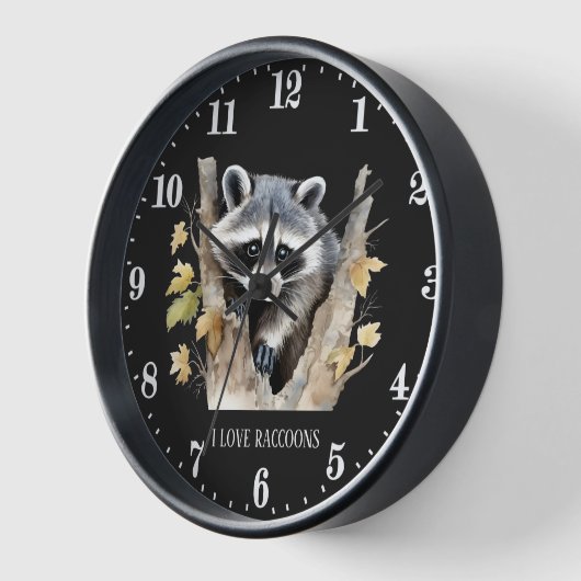 可愛い愛のアライグマ動物愛好家を追加文字 壁時計 (傾斜)