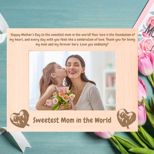 可愛い愛のハートメッセージ母の日ギフト木製 レーザー彫刻フレーム