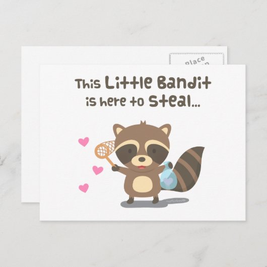 可愛い愛の小さな仮面の盗賊ラクーン ポストカード (正面/裏面)