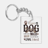 可愛い愛の私の犬のフォトワードアートパーソナライズされた キーホルダー (正面左)
