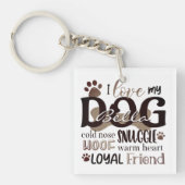 可愛い愛の私の犬のフォトワードアートパーソナライズされた キーホルダー (正面)