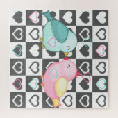 可愛い愛の鳥とハート – ロマンチック – ジグソーパズル (横)