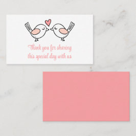 可愛い愛の鳥ピンクありがとう愛の鳥結婚の プレイスカード