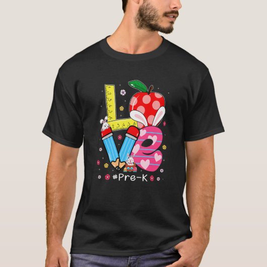 可愛い愛プレK学生先生バニー復活祭 Tシャツ (正面)