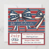 可愛い愛国の弓で星とストライプ7月4日 シーズンカード (正面)