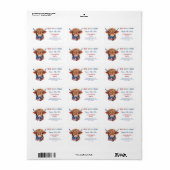 可愛い愛国牛7月4日差出人住所 ラベル (フルシート)