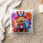 可愛い愛国的な叔父サムパピー花火 クッション (ブランケット)