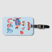 可愛い愛国的パイロット鹿パーソナライズされた ラゲッジタグ (正面横)