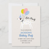 可愛い愛犬パステル色誕生会 招待状 (正面)