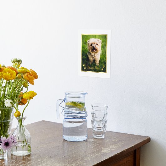 可愛い愛犬パーソナライズされたの写真 箔ポスター (レイダウン (キッチン))