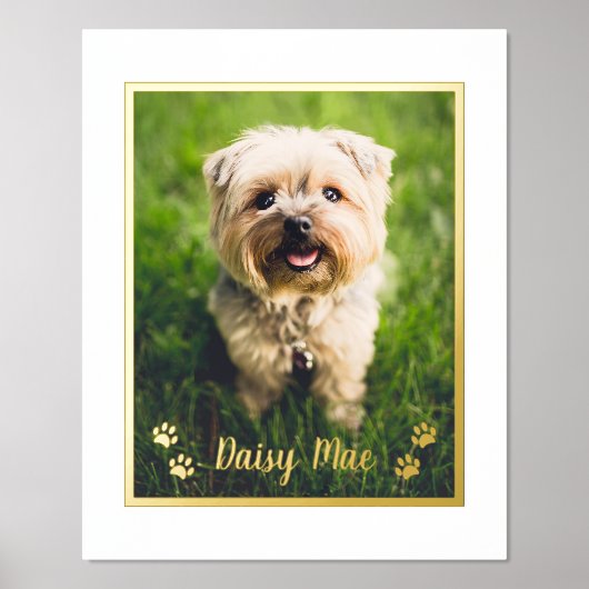 可愛い愛犬パーソナライズされたの写真 箔ポスター (正面)