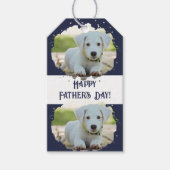 可愛い愛犬家パーソナライズされたフォトパターンブルー ギフトタグ (正面)