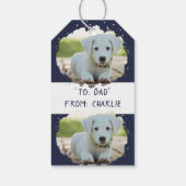 可愛い愛犬家パーソナライズされたフォトパターンブルー ギフトタグ (裏面)