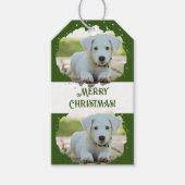 可愛い愛犬家パーソナライズされたフォトパターン緑 ギフトタグ (正面)