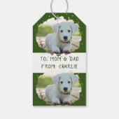 可愛い愛犬家パーソナライズされたフォトパターン緑 ギフトタグ (裏面)