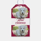 可愛い愛犬家パーソナライズされたフォトパターン赤 ギフトタグ (正面)