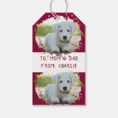 可愛い愛犬家パーソナライズされたフォトパターン赤 ギフトタグ (裏面)