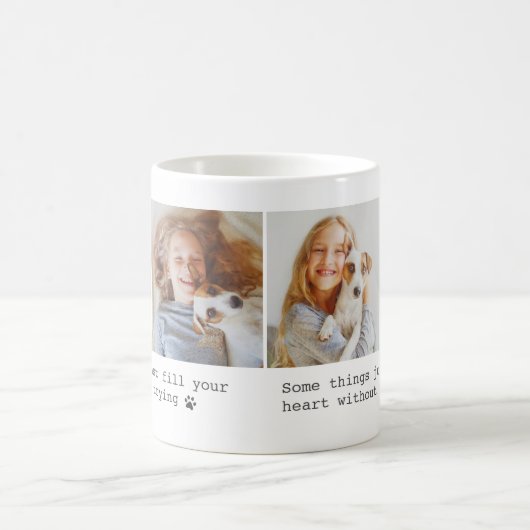 可愛い愛犬引用文カスタム4フォトコラージュ コーヒーマグカップ (中央)