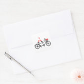 可愛い愛鳥のタンデム自転車 スクエアシール (封筒)