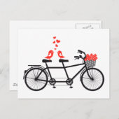 可愛い愛鳥のタンデム自転車 ポストカード (正面/裏面)