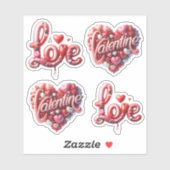 可愛い愛3d赤いハートバレンタインデステッカー シール (シート)