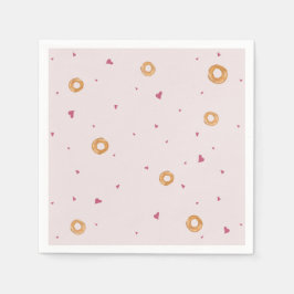可愛い愛&ベーグル |コットンキャンディーピンク | スタンダードカクテルナプキン