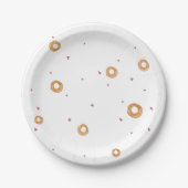 可愛い愛&ベーグル |白 | ペーパープレート (正面)