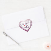 可愛い愛BIrdsと紫のハートバレンタインデー ハートシール (封筒)