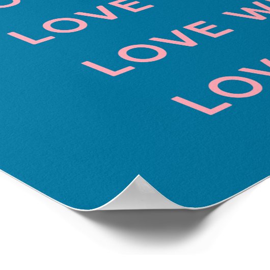 可愛い感動的浮き上がり言葉タイポグラフィブルー ポスター (角)