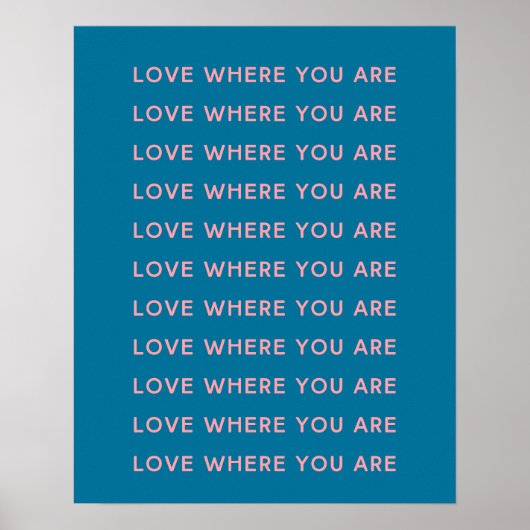 可愛い感動的浮き上がり言葉タイポグラフィブルー ポスター (正面)