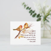 可愛い感動的鳥と妹ことわざを愛する ポストカード (スタンド正面)