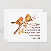 可愛い感動的鳥と妹ことわざを愛する ポストカード (正面/裏面)