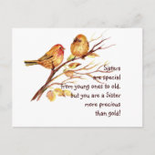 可愛い感動的鳥と妹ことわざを愛する ポストカード (正面)