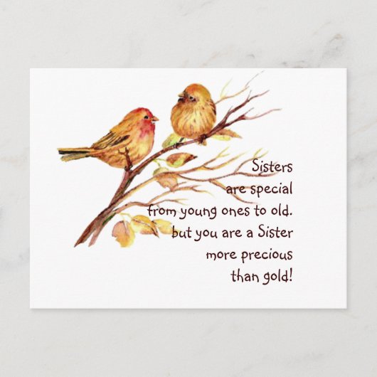 可愛い感動的鳥と妹ことわざを愛する ポストカード (正面)
