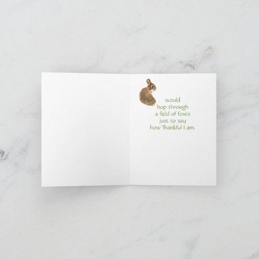 可愛い感謝していおもしろいとユーモアを言うSomebunny サンキューカード (内部)