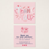 可愛い感謝していユーピンクフローラタイポグラフィイラストレーション (正面&裏面)