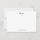 可愛い感謝してい白黒Scriptノートカード サンキューカード (正面)