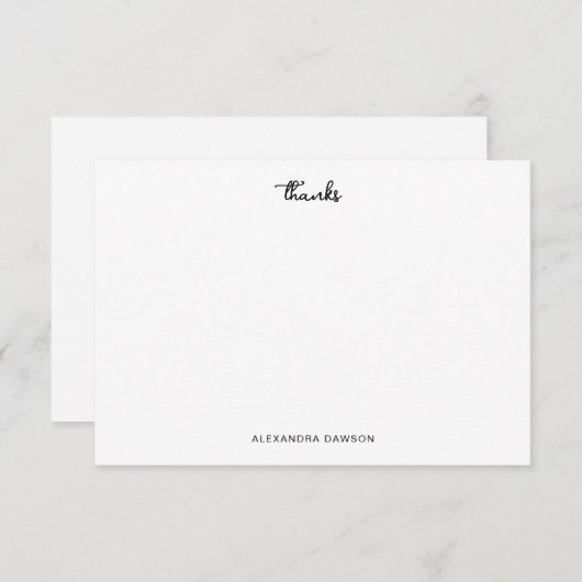 可愛い感謝してい白黒Scriptノートカード サンキューカード (正面/裏面)
