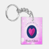 可愛い感謝と賛美ハートあなたの名前をピンクに追加 キーホルダー (正面左)