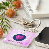 可愛い感謝と賛美ハートあなたの名前をピンクに追加 キーホルダー (正面右)