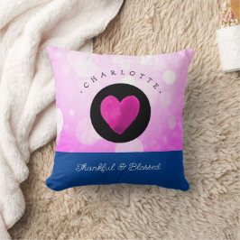 可愛い感謝と賛美ハートあなたの名前をピンクに追加 クッション