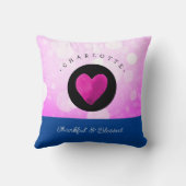 可愛い感謝と賛美ハートあなたの名前をピンクに追加 クッション (裏面)