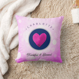 可愛い感謝と賛美ハートあなたの名前をピンクに追加 クッション